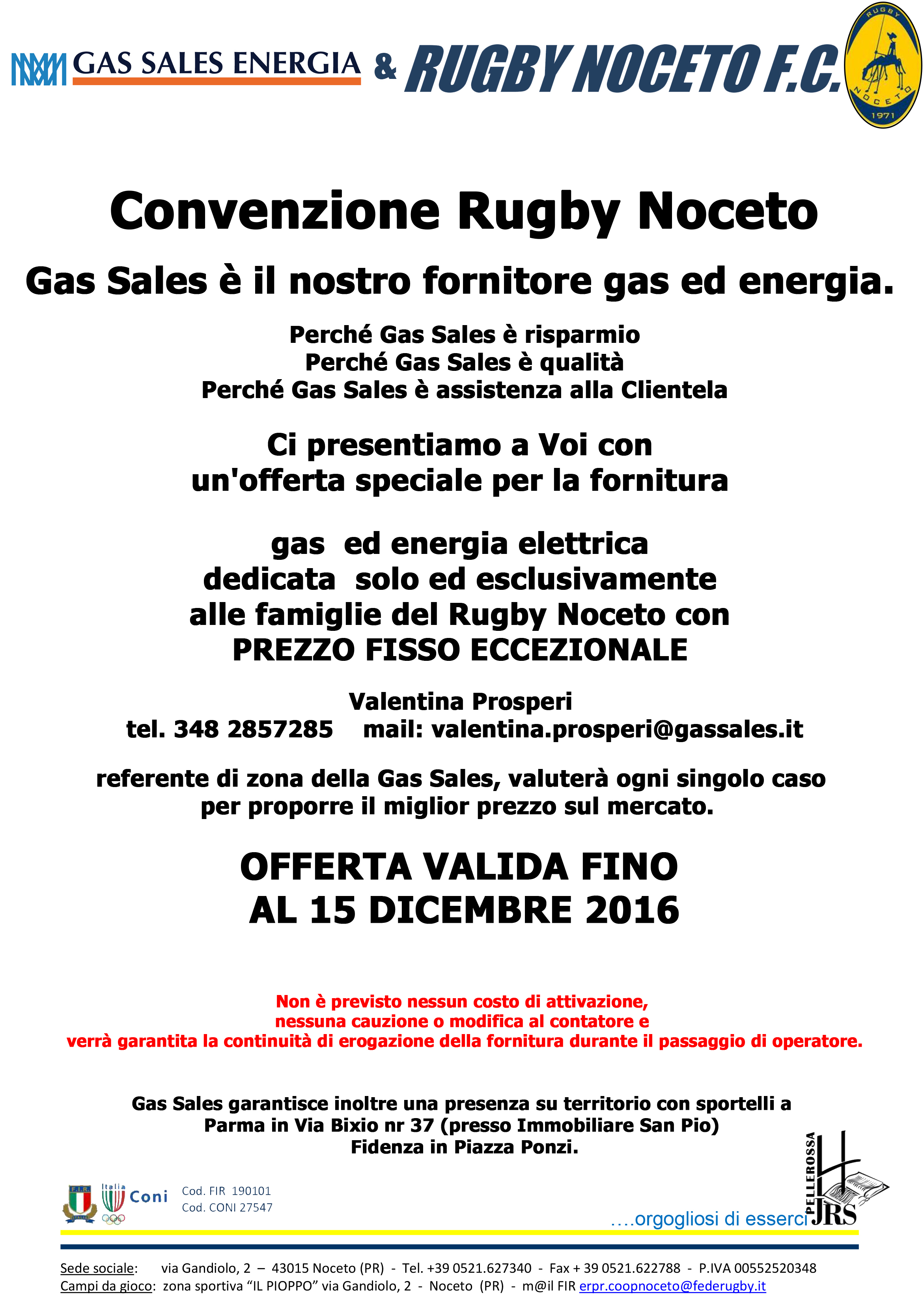 Gas Sales Energia e Rugby Noceto F.C. insieme
